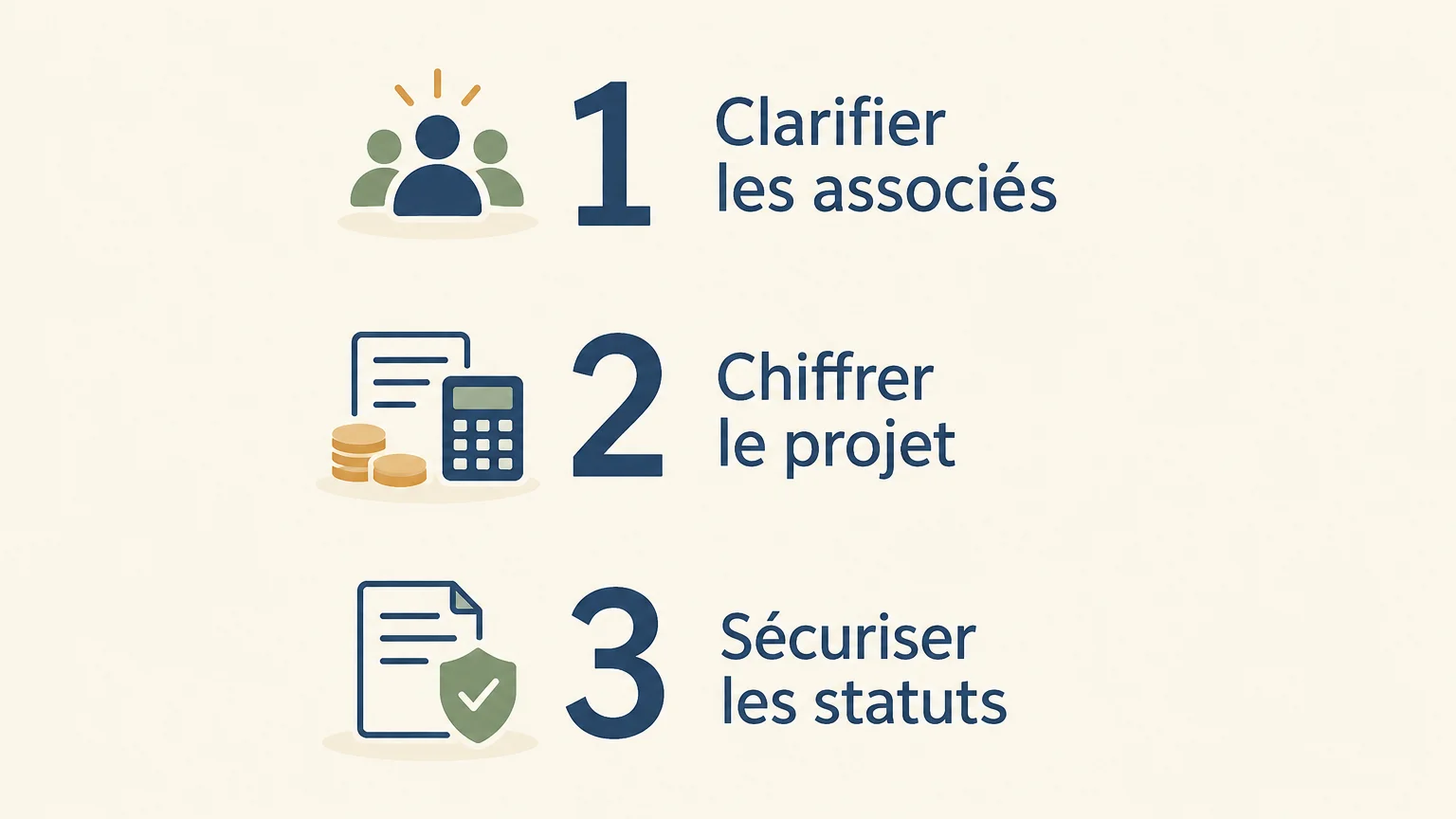 Trois étapes pour coordonner associés, prévisionnel et statuts