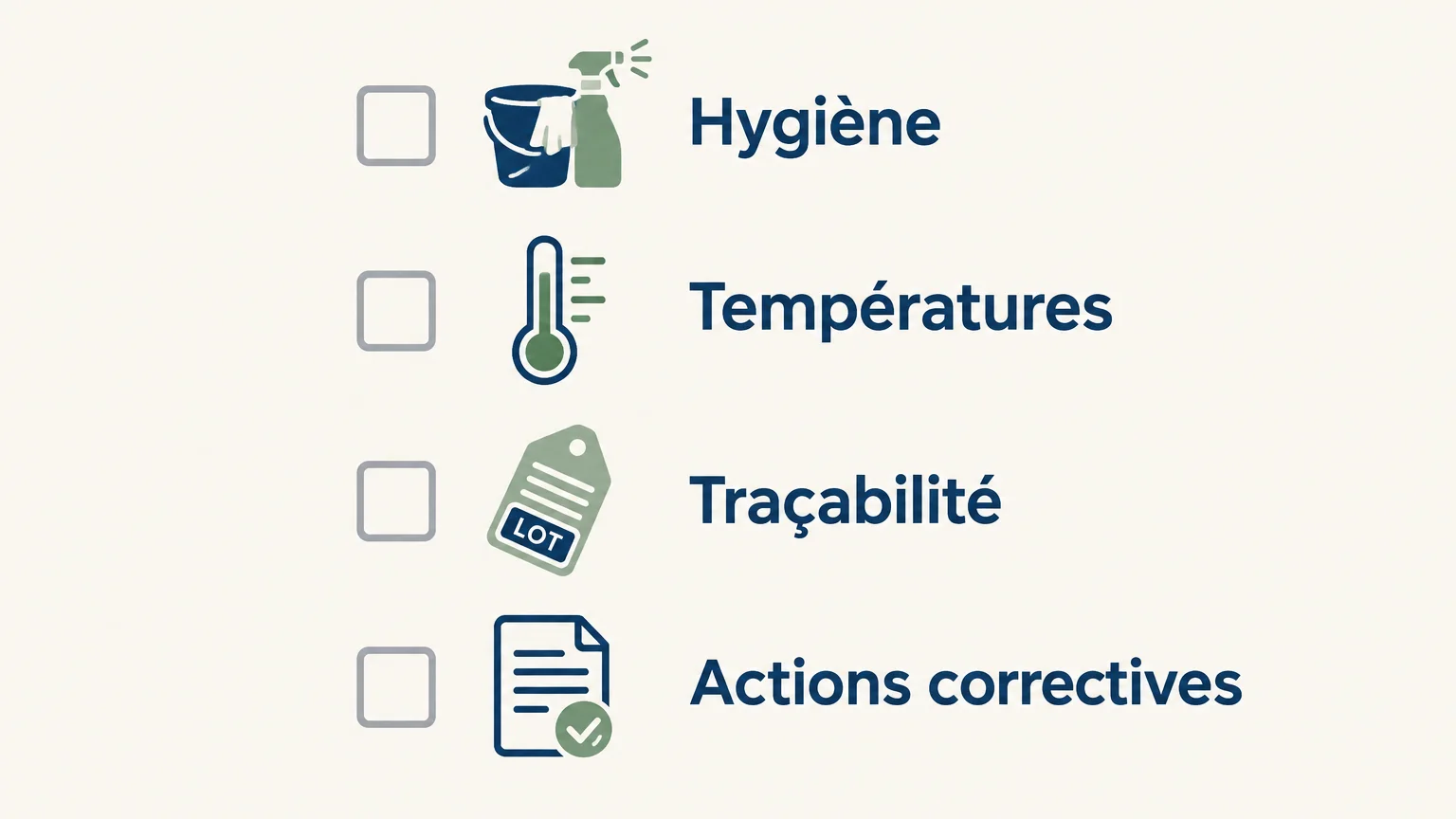 Liste de contrôle des preuves d’hygiène, de température et de traçabilité